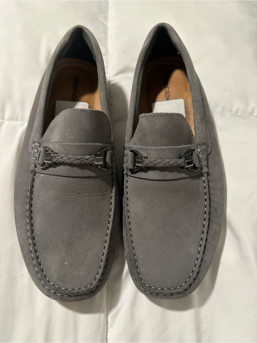Men's Nordstrom Gray Suede Loafers with Braided Bit Detail 9.5 M